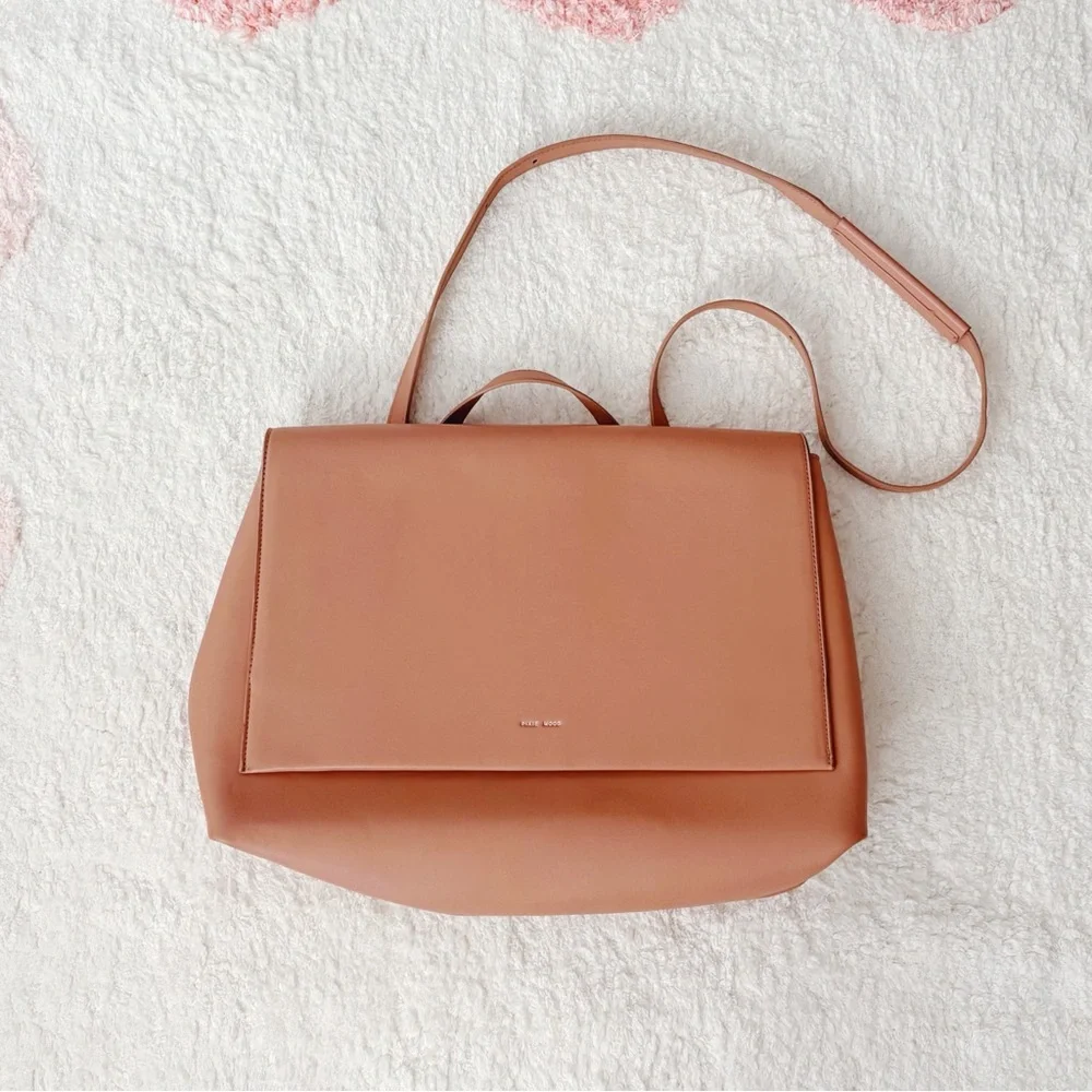 PIXIE MOOD Apricot Beige Convertible 15 in Laptop MacBook Backpack Messenger Bag